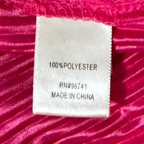 Jessica Simpson Hot Pink Blouse Button Down Top Stretchy Pleats Flowy Festive LG - Picture 5 of 8